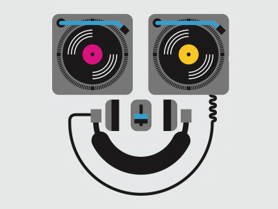 DJ face illustration music turntables