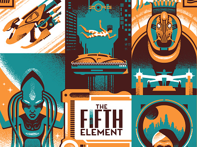 Multipass design illustration movie posters poster screen print the fifth element