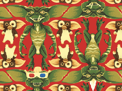 gremlins giftwrap christmas design gremlins illustration movies pattern wrapping paper
