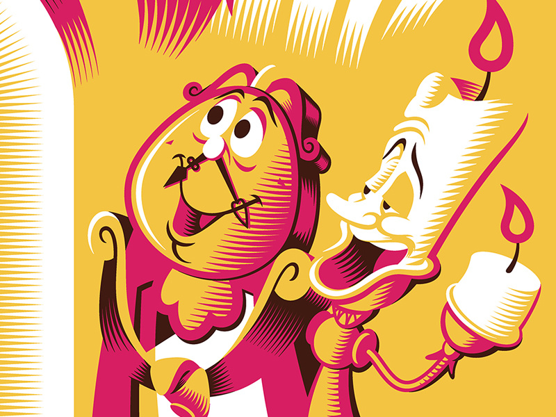 be our guest! disney beauty and the beast movie posters illustration design