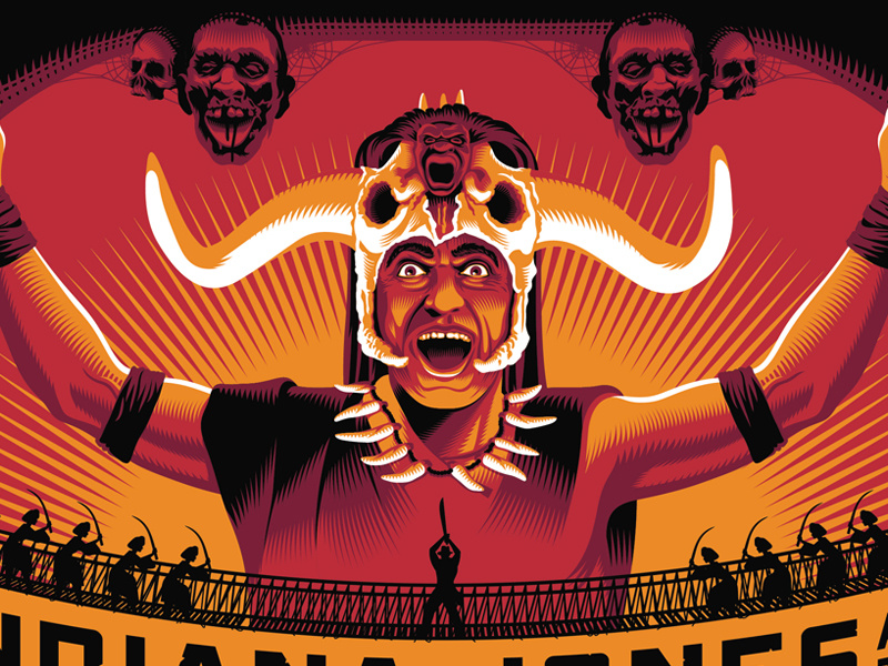 temple of doom movies screen printing indiana jones movie posters illustration design