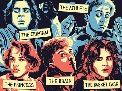 The Breakfast Club breakfast club design illustration movie posters posters screen printing