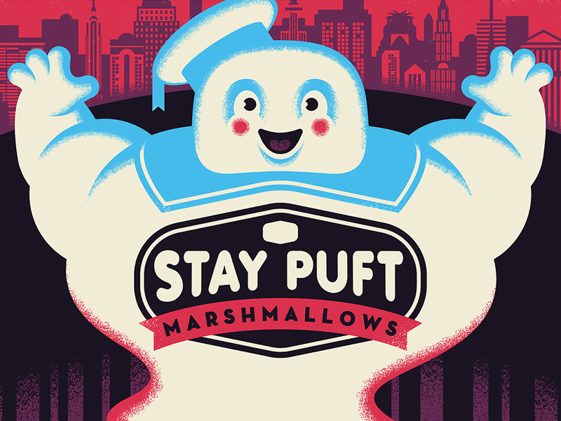 stay puft stay puft movies screen printing movie posters ghostbusters illustration design