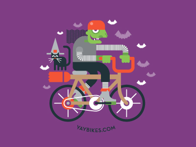 Witchy Rider bike illustration october witch