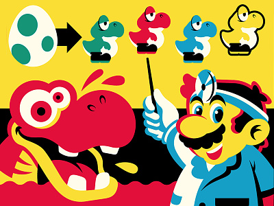 Dr. Mario teaches us about Dinosaurs! design illustration mario nintendo poster screen print yoshi