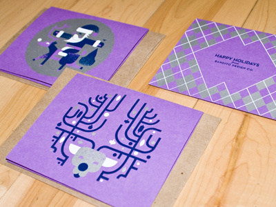Holiday Cards greeting card holiday purple screenprint