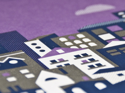Tightrope print greeting card holiday purple screenprint