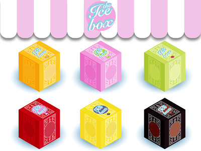 Ice Box Illustration - Flavours colour isometric packaging retro typography vector vendor