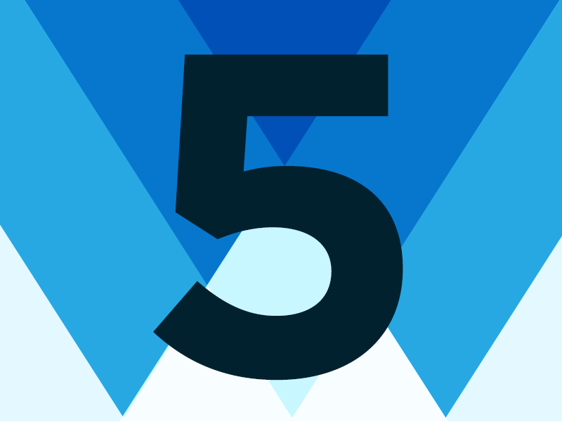 Number 5 Header Graphic 5 blue flat geometric type typography vector