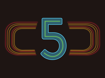 Number 5 for Media Temple's Blog 5 blog headers color flat graphics header neon number numbers orange red turquoise