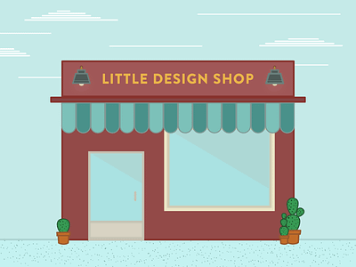 Little Design Shop brick design design shop flat illustration red storefront turquoise wireframe