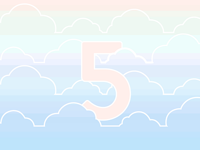Five in the Clouds 5 brandon clouds gradient illustration numbers pastel pattern sky typography