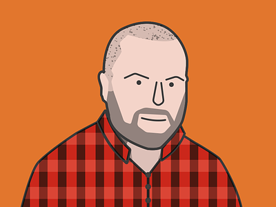 Hipster Portrait/Avatar beard color flat guy hipster illustration lumberjack orange plaid portrait red