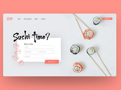 Rosa sushi bar website design branding figma figmadesign graphic design landing design sketch sushi sushi bar sushi logo ui webdesign website website concept