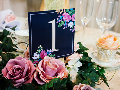Floral Table Numbers cards flowers painting table numbers wedding stationery weddings