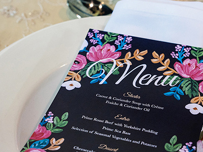 Rosa Menu flowers menus wedding menu wedding stationery weddings