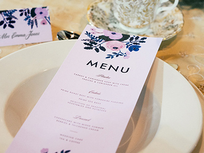 Blush Menu flowers menus wedding menu wedding stationery weddings