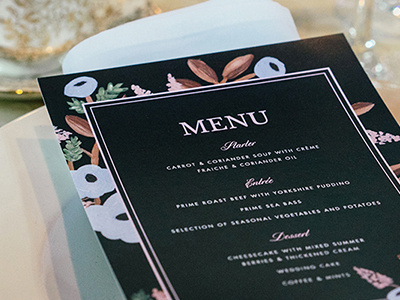 Bold Blooms Menu cards flowers menu painting wedding menus wedding stationery weddings