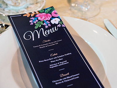 Rosa Menu flowers menus wedding menu wedding stationery weddings