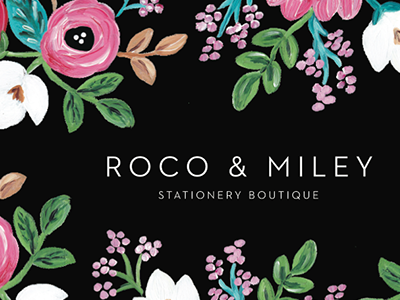 Roco & Miley flowers logo painting wedding stationery weddings