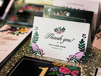 Painterly Thank You! cards flowers painting thank you wedding stationery weddings