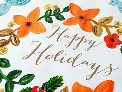 Happy Holidays! card christmas flowers holidays painting