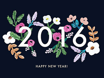 Happy New Year! 2016 flowers happy new year painting