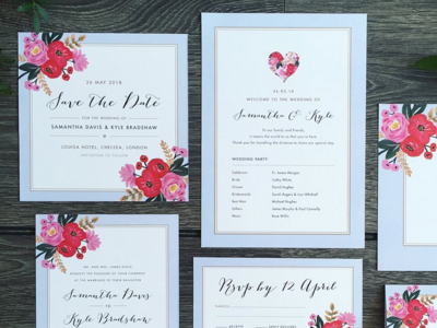 Sweet Bloom stationery suite cards flowers invitations painting wedding invitations wedding stationery weddings