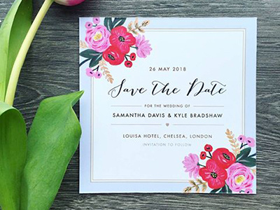 Sweet Bloom Save the Date cards flowers painting save the date wedding stationery weddings