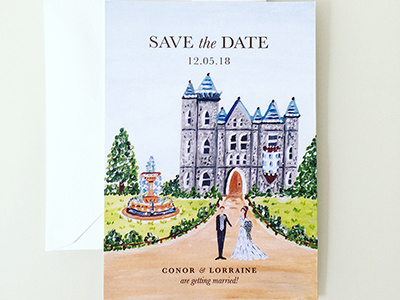 Fairytale Save the Date card cards painting save the date save the date card weddings