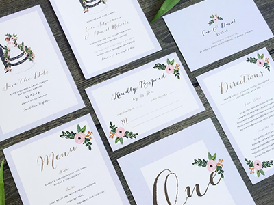 Romance cards flowers invitations painting wedding invitations wedding stationery weddings