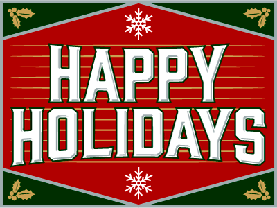 Happy Holidays 2016 boston gold green holidays holly illustrator red silver snowflake