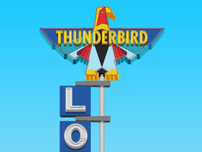 Thunderbird Motel sign, day neon new mexico sign thunderbird