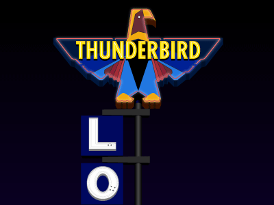 Thunderbird Sign, Night illustrator neon new mexico sign thunderbird