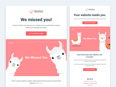 000Webhost System Emails Llama Style branding characters clean email email design email marketing email template illustration illustrations landing page modern newsfeed typography ui uiux vector website