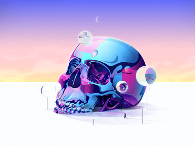 Reflections artwork astronaut desert illustration illustrator pentool reflection skull sky vector