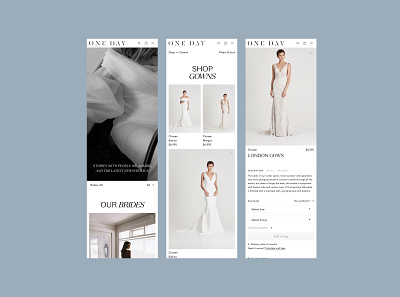 One Day Bridal Product Page Snippets Mobile australian bridal design designer minimal typography ui web