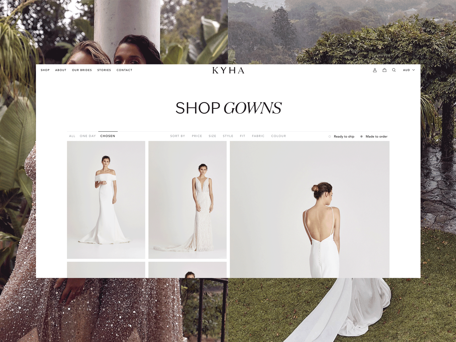 KYHA australian bridal bridal website design designer ecommerce minimal typography ui web