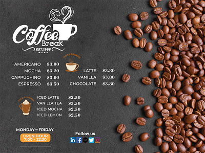 Coffee Menu Design branding coffee coffee shop coffeeshop design illustration illustrator logo marketing menu typography vector web