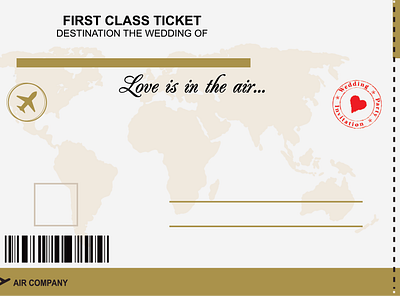 Wedding Invitation Plane Ticket design illustration illustrator plane vector wedding wedding card wedding invitation wedding invite