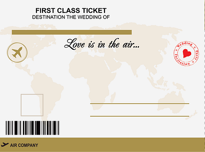 Wedding Invitation Plane Ticket design illustrator vector wedding wedding invitation wedding invite