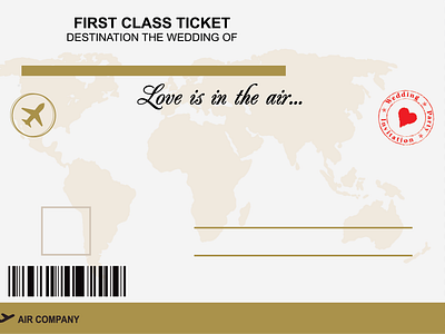 Wedding Invitation Plane Ticket