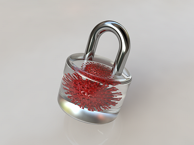Lock the Virus animation blender branding c4d clean color concept covid covid19 design lock maya motion padlock