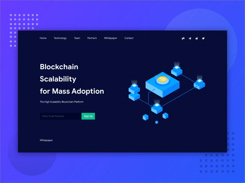 Blockchain Landing Website animation app bitcoin blockchain blue clean cryptocurrency design ethereum finance flat gif illustration isometric ui web