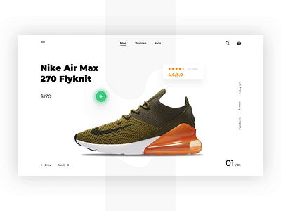 Max Product Card ae animation branding buy cart clean colors e commerce flatro landing nike principle product card shoe shop sneaker store