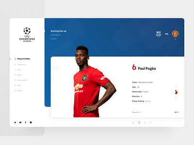UEFA Champions League Match-day App Concept design fc barcelona football manchester united pogba popular popular design soccer ucl uefa ui ux web