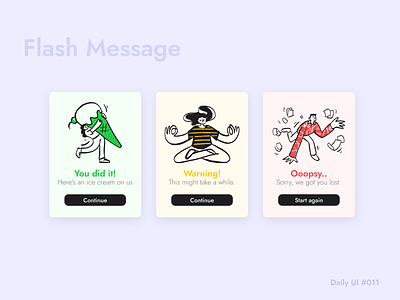Flash message daily ui dailyui design figma flash message flash messages illustration illustrations states system messages ui