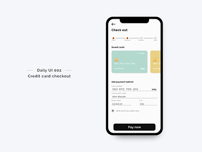 Daily UI 002 adobe xd app credit card checkout dailyui design