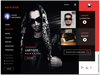 New Km Playlsit Songs Movies app desiginspiration design illustration design maroc minimal mobile morocco song songs ui ux web web design company webdesign