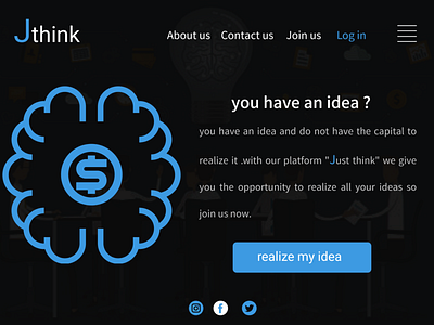 Justthink app black black white bleu brain brain logo design ideas minimal mobile ui ui ux ux web website